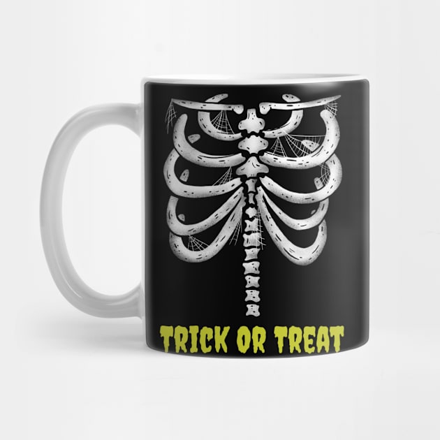 Trick Or Treat Funny Skeleton Halloween Design by Up 4 Tee